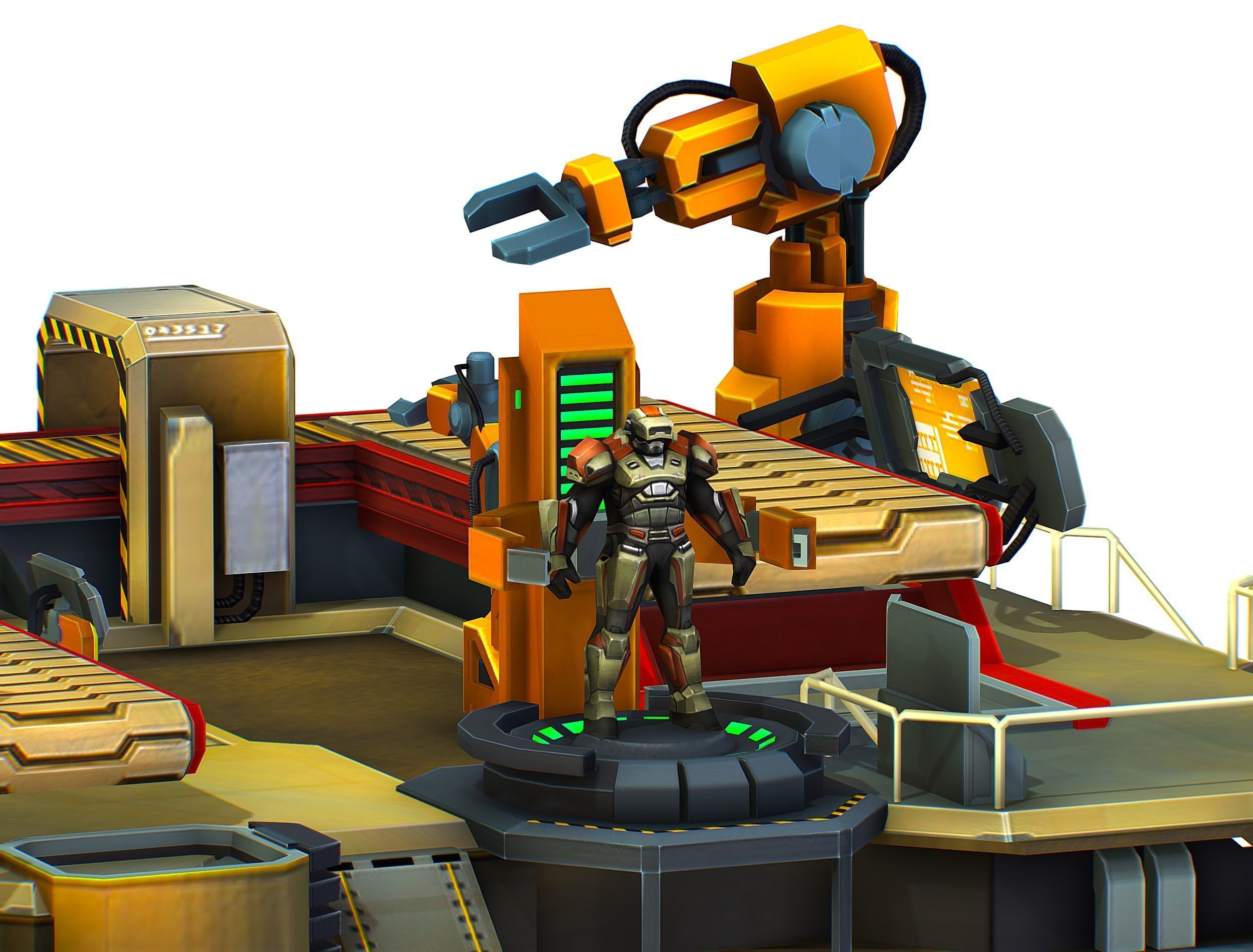 isometrical Mechanical Robot Assembly Conveyor 3 Low-poly 3D model_12