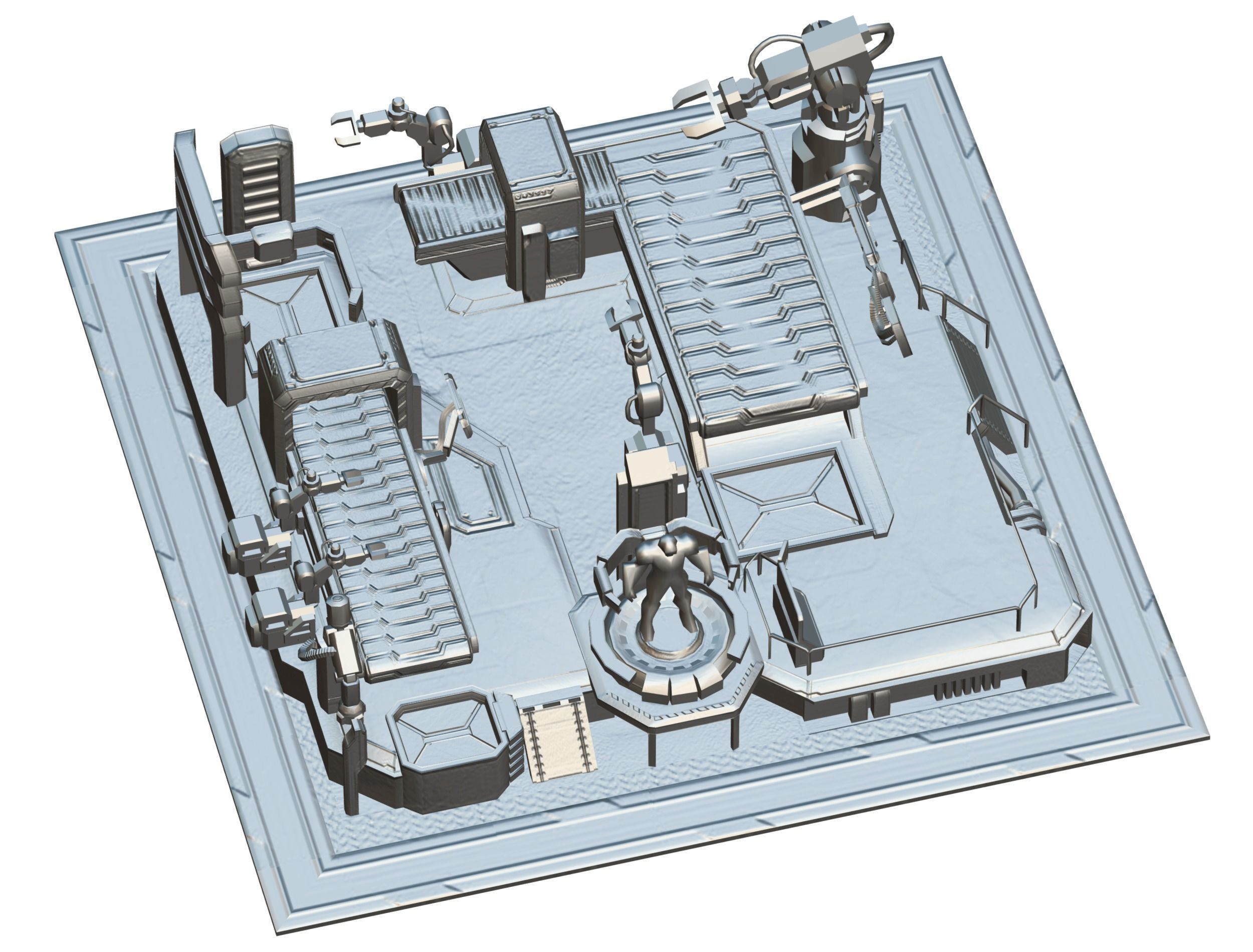 isometrical Mechanical Robot Assembly Conveyor 3 Low-poly 3D model_22