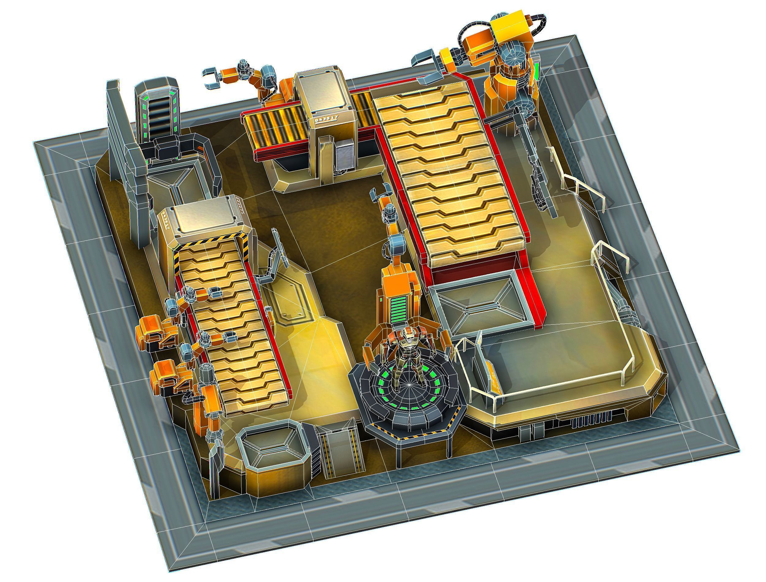 isometrical Mechanical Robot Assembly Conveyor 3 Low-poly 3D model_20