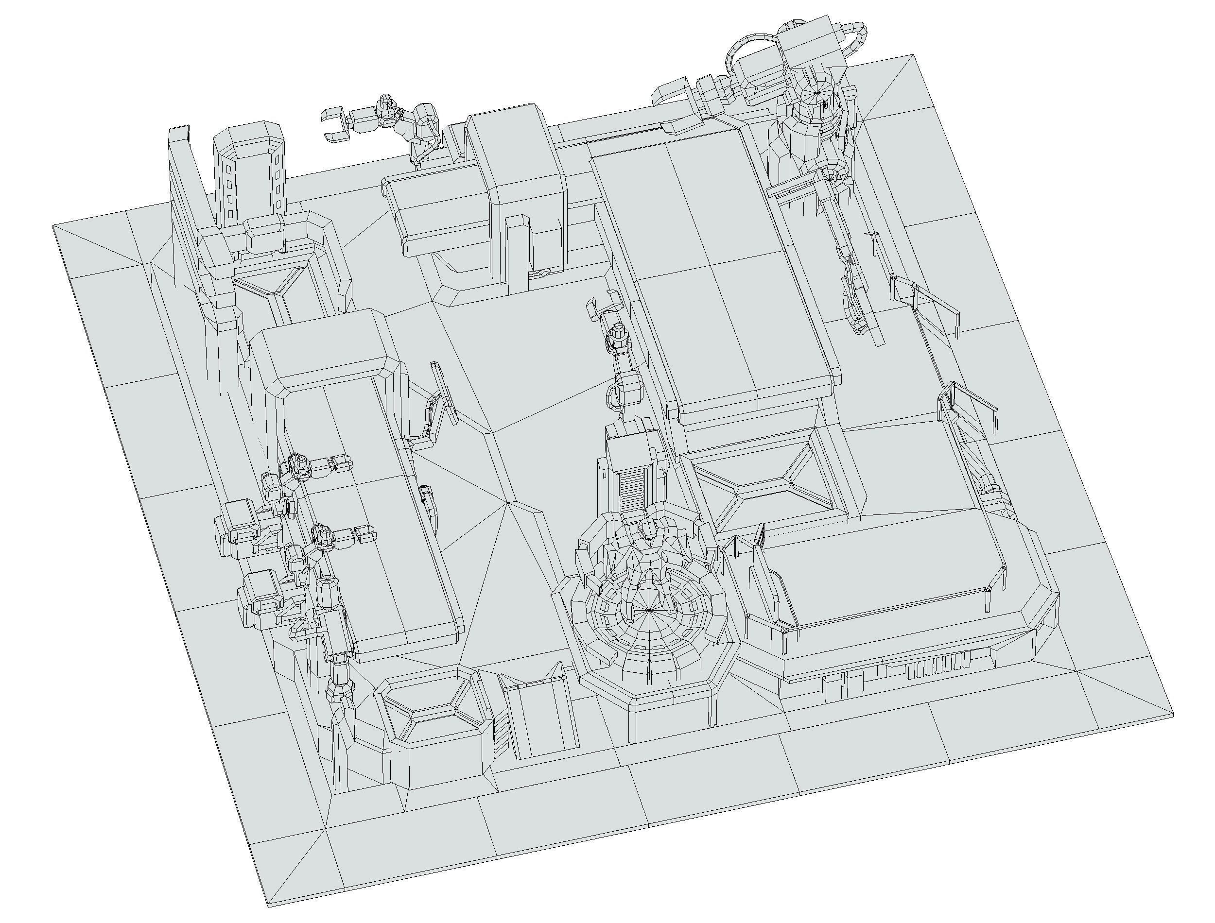 isometrical Mechanical Robot Assembly Conveyor 3 Low-poly 3D model_23