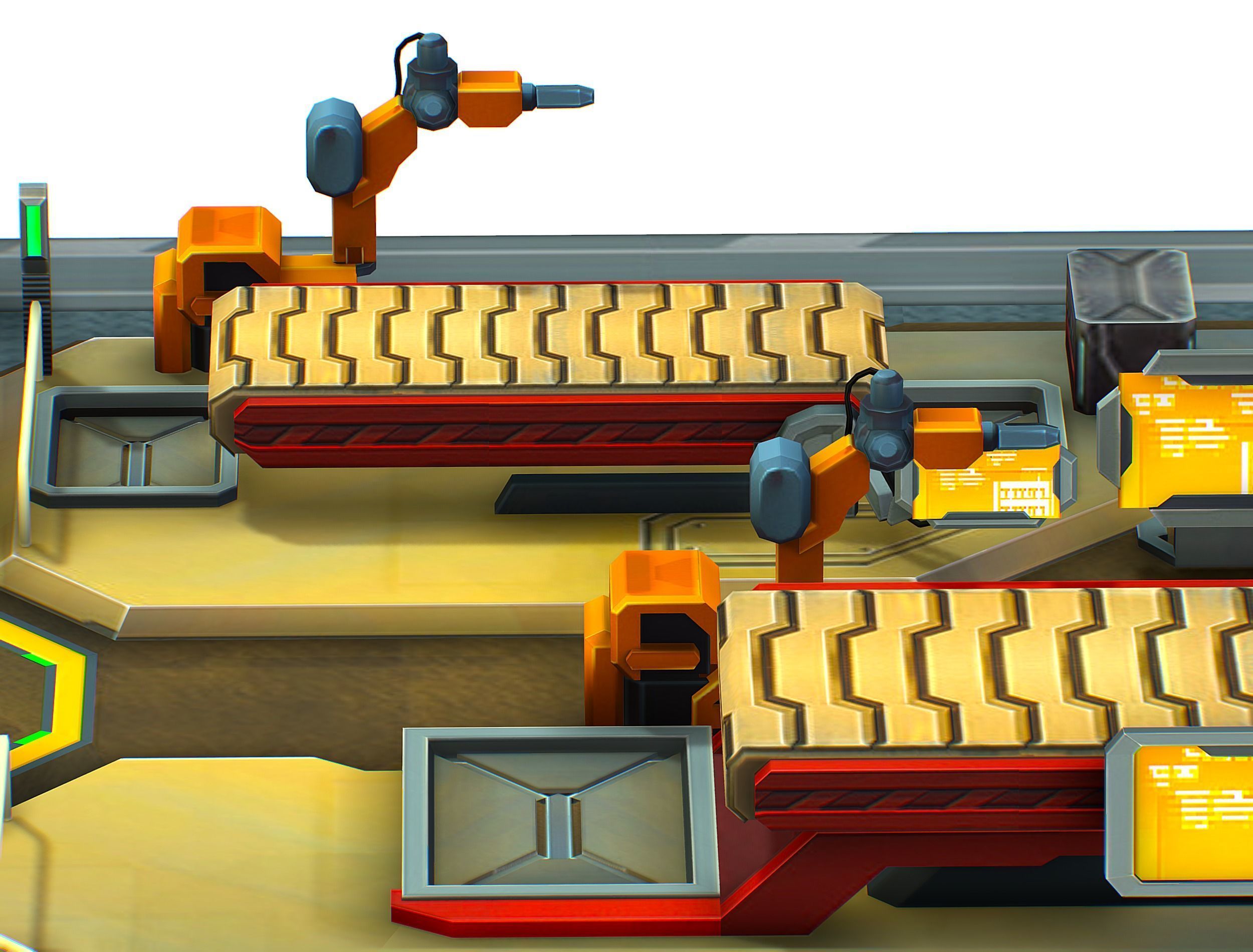 isometrical Mechanical Robot Assembly Conveyor ALL Low-poly 3D model_18