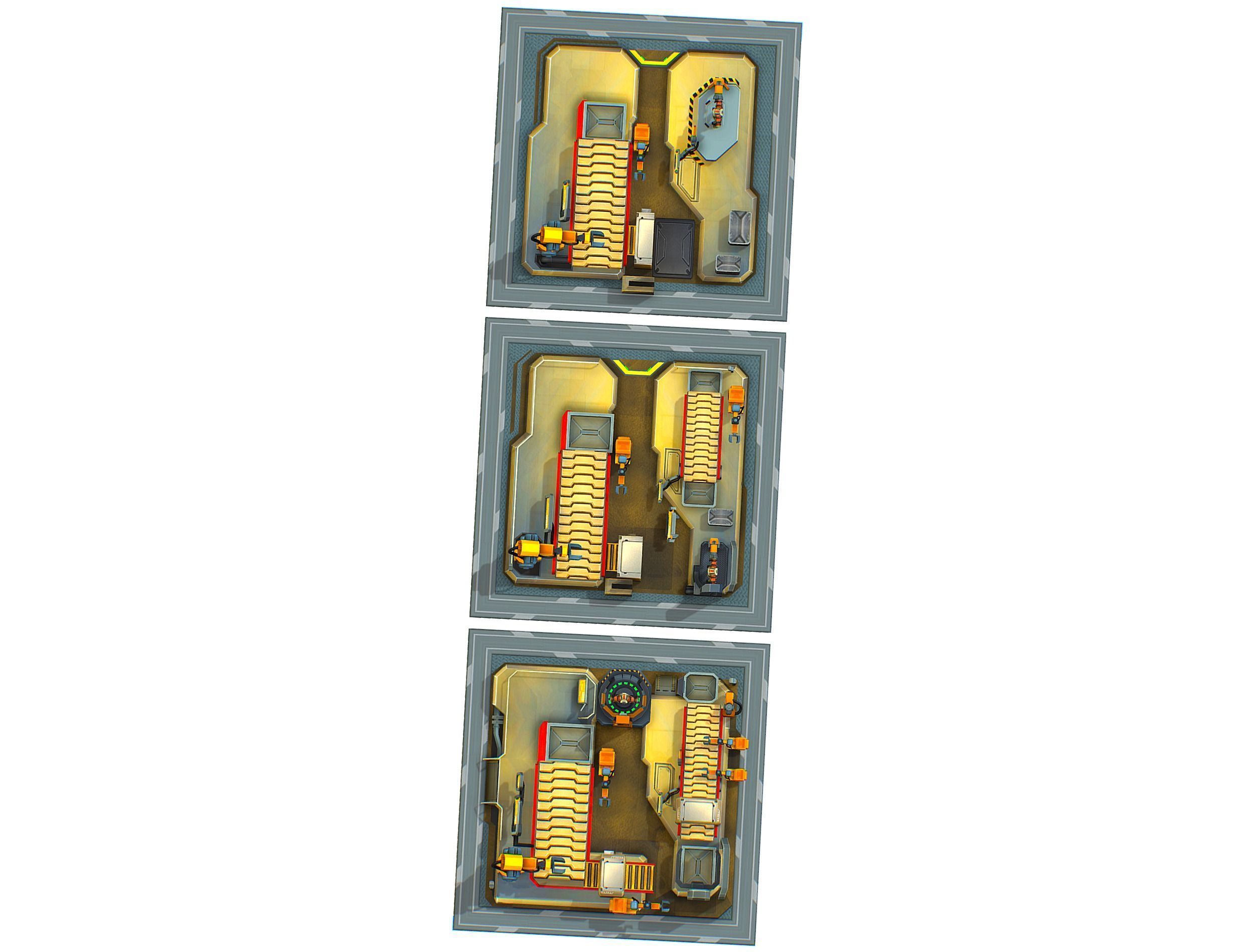 isometrical Mechanical Robot Assembly Conveyor ALL Low-poly 3D model_5