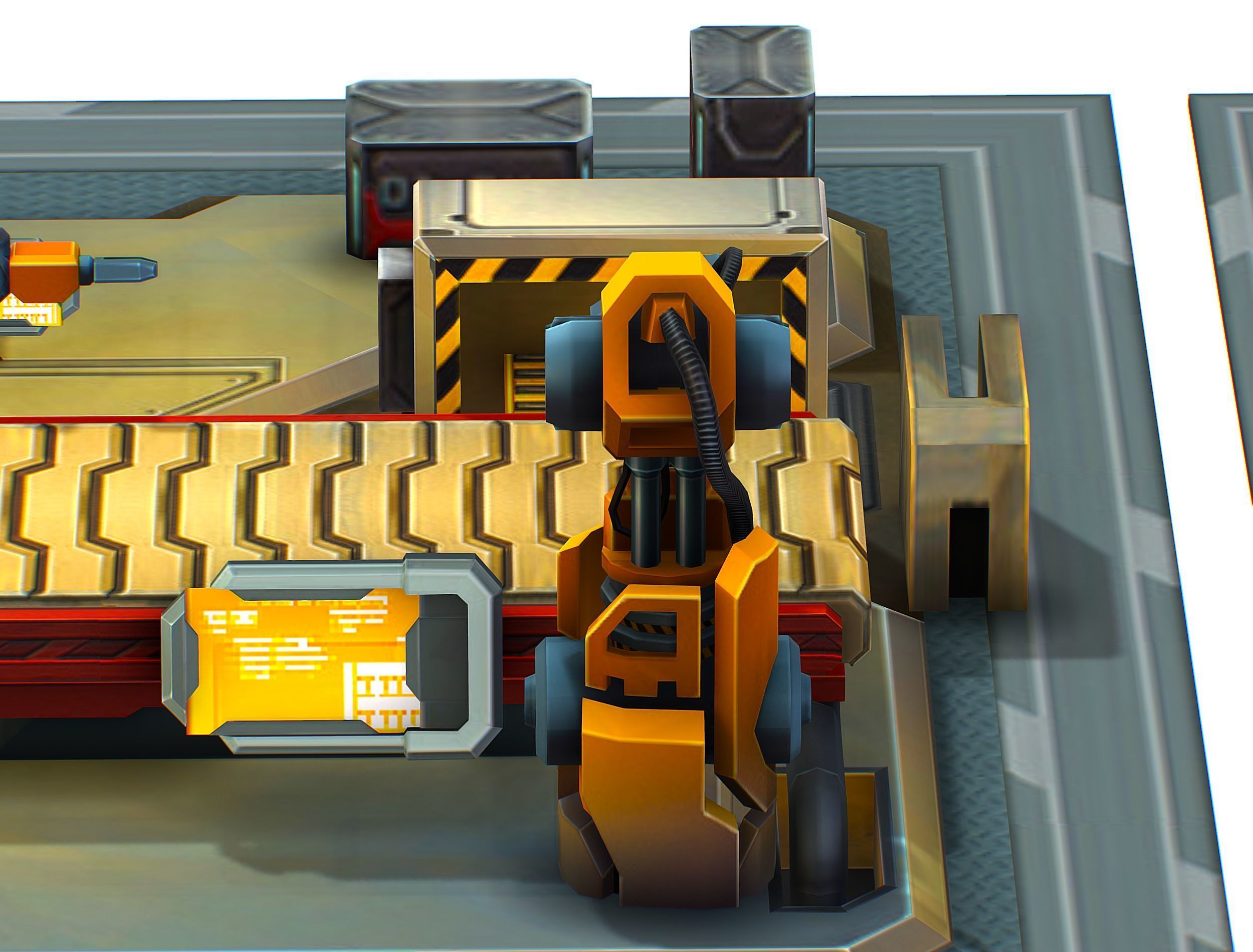 isometrical Mechanical Robot Assembly Conveyor ALL Low-poly 3D model_17