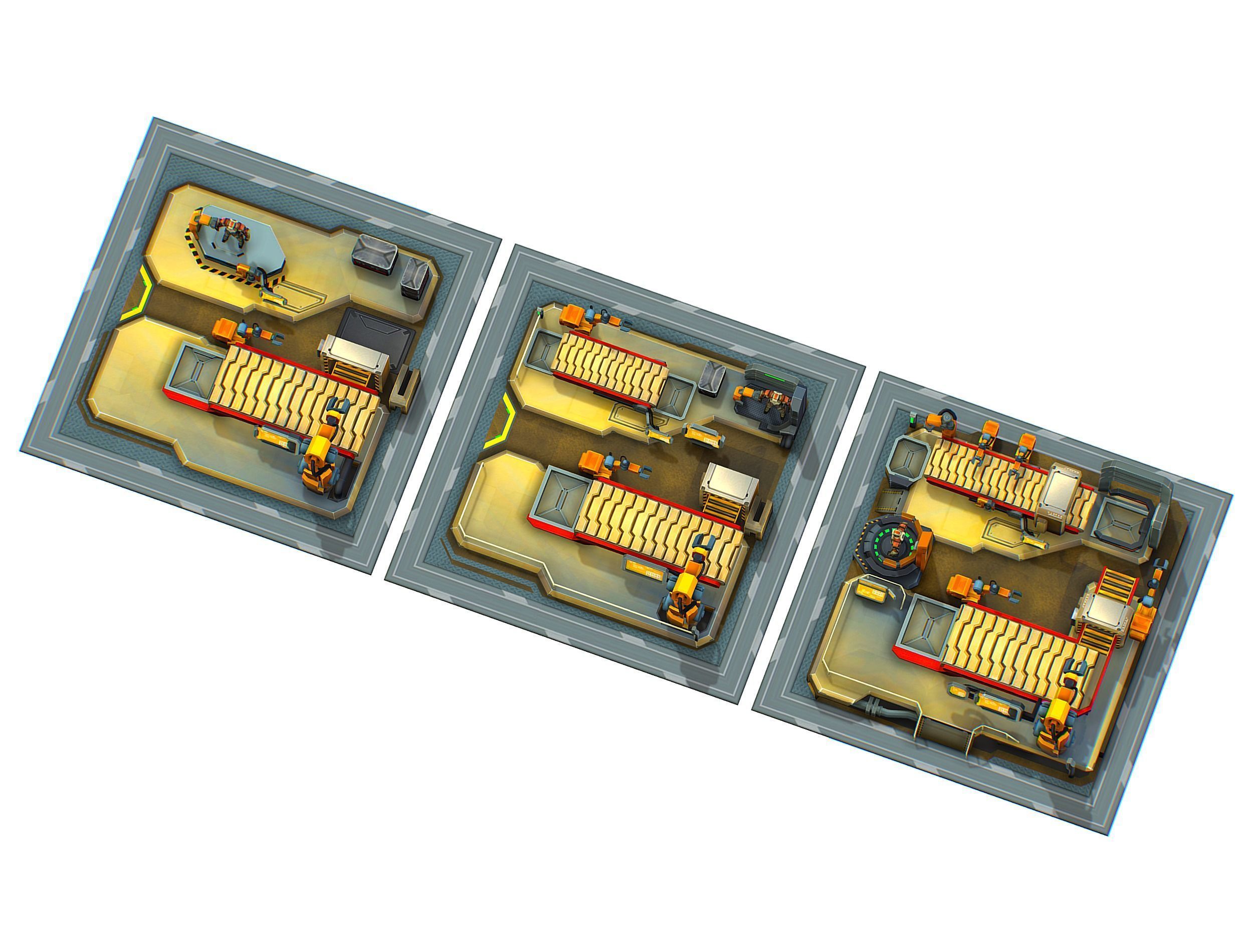 isometrical Mechanical Robot Assembly Conveyor ALL Low-poly 3D model_3