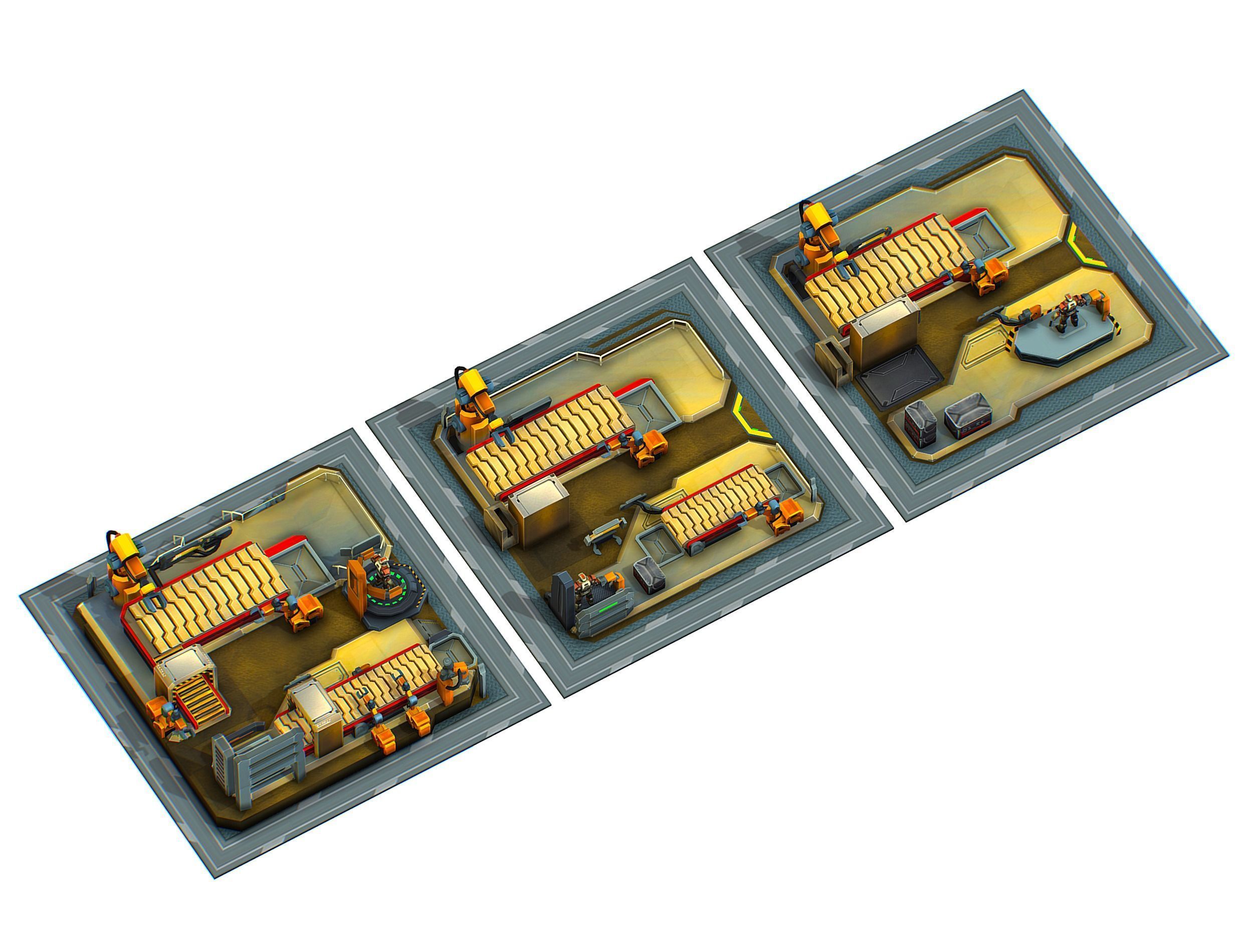 isometrical Mechanical Robot Assembly Conveyor ALL Low-poly 3D model_6