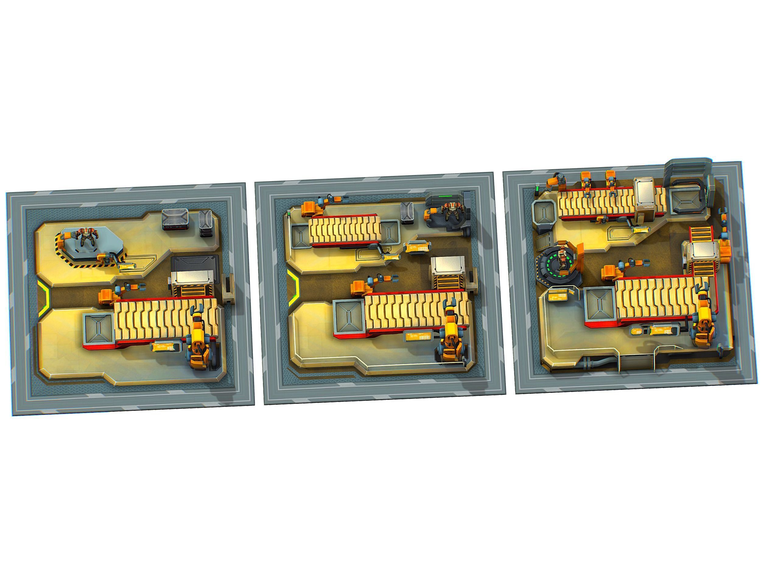 isometrical Mechanical Robot Assembly Conveyor ALL Low-poly 3D model_2