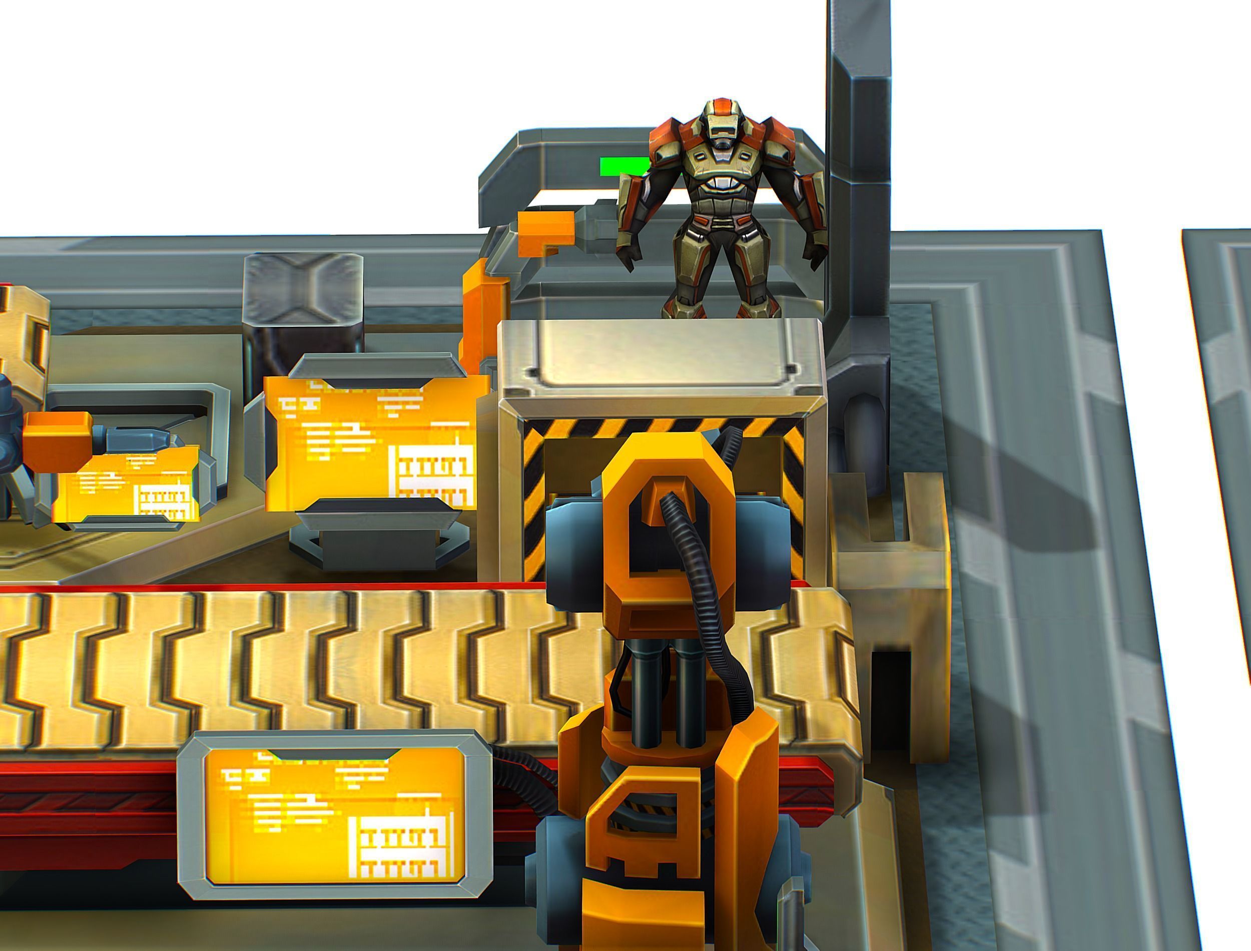 isometrical Mechanical Robot Assembly Conveyor ALL Low-poly 3D model_19