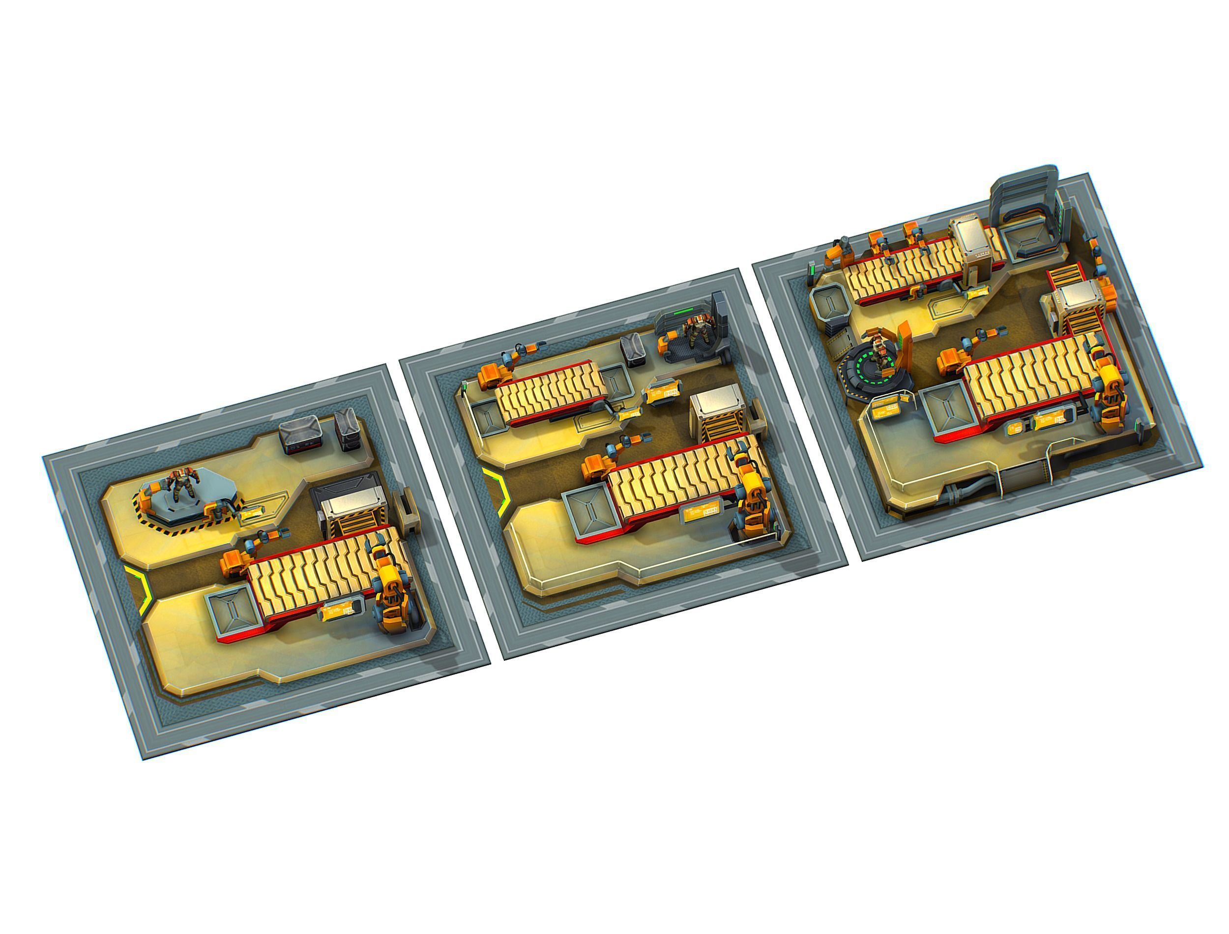 isometrical Mechanical Robot Assembly Conveyor ALL Low-poly 3D model_1