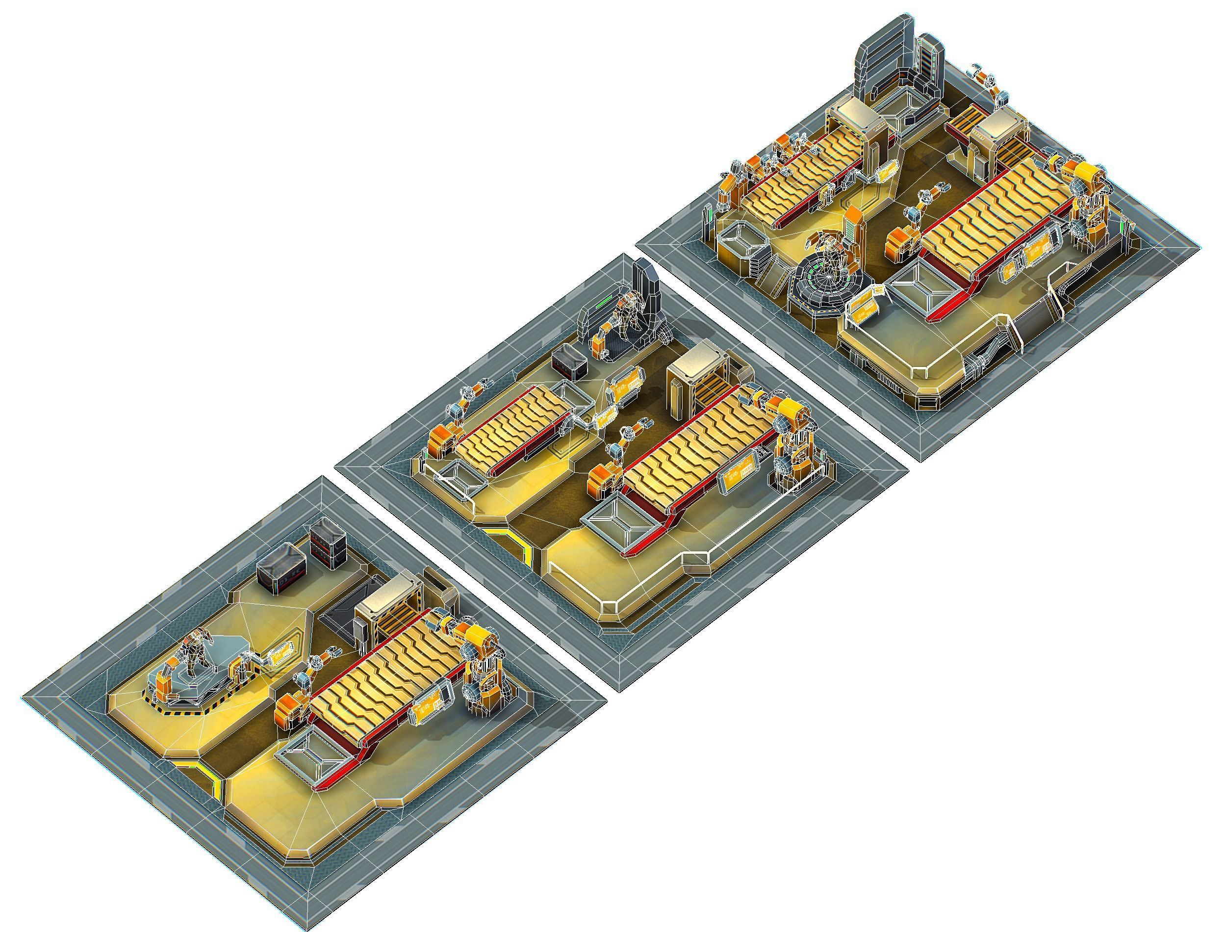 isometrical Mechanical Robot Assembly Conveyor ALL Low-poly 3D model_23