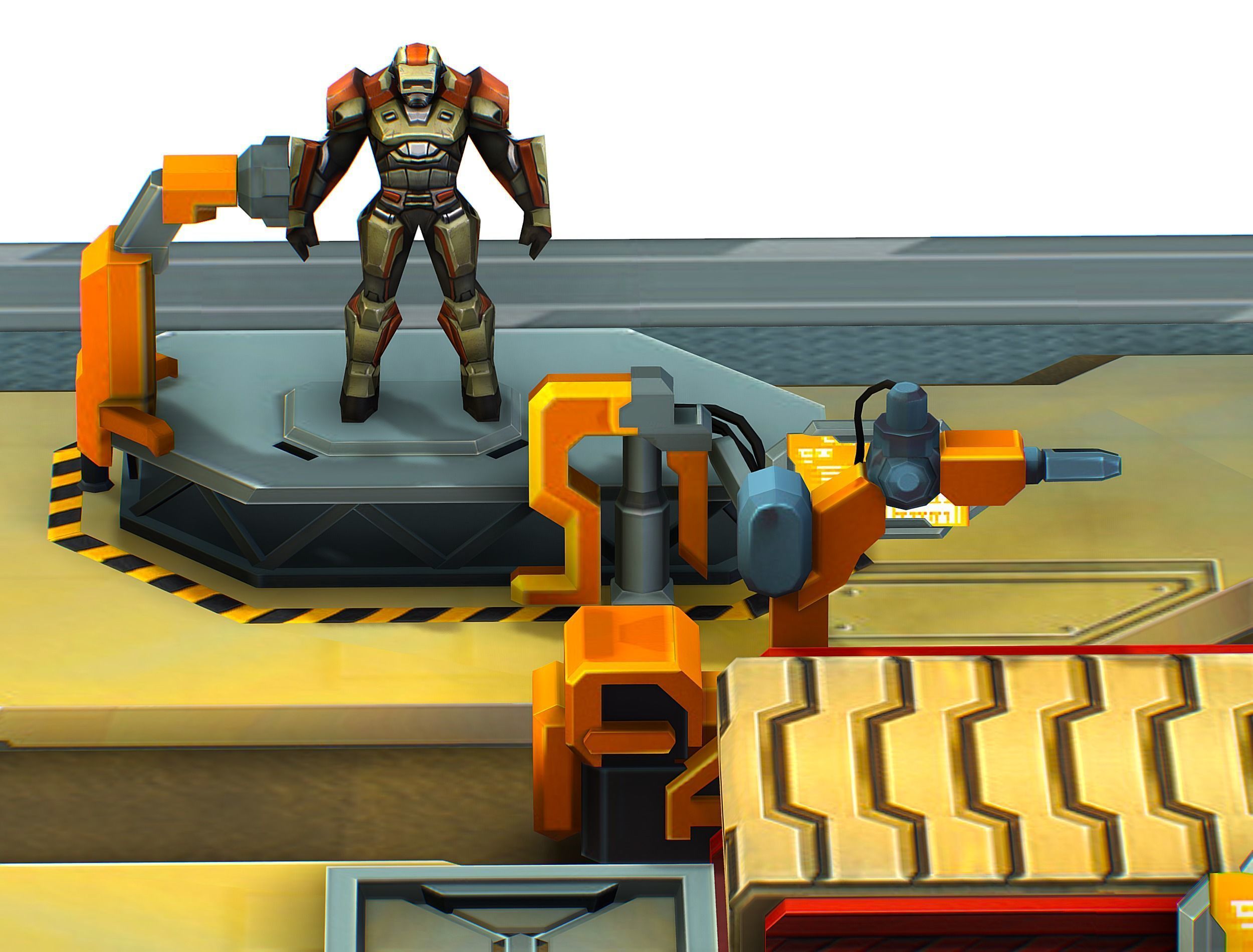 isometrical Mechanical Robot Assembly Conveyor ALL Low-poly 3D model_16