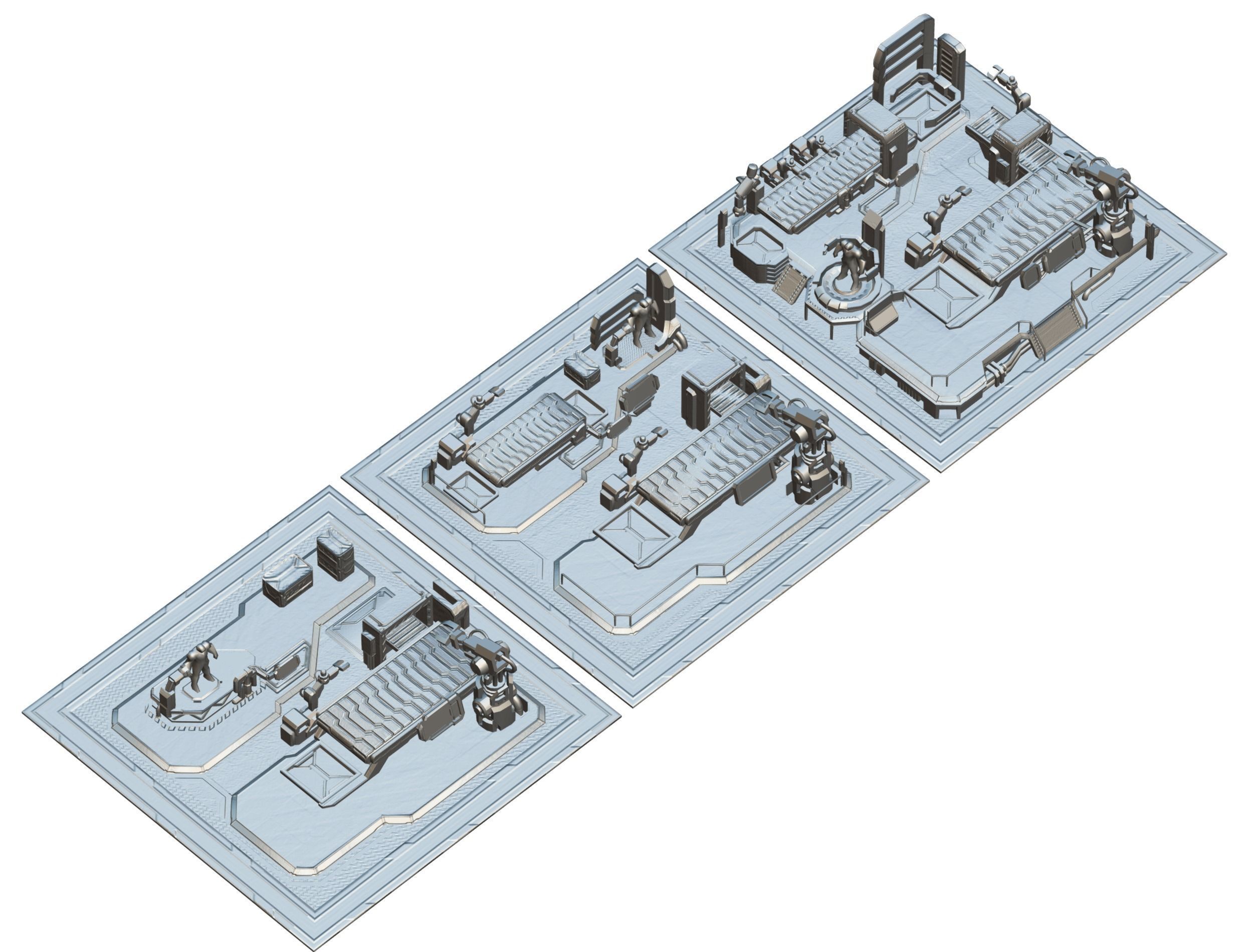 isometrical Mechanical Robot Assembly Conveyor ALL Low-poly 3D model_25