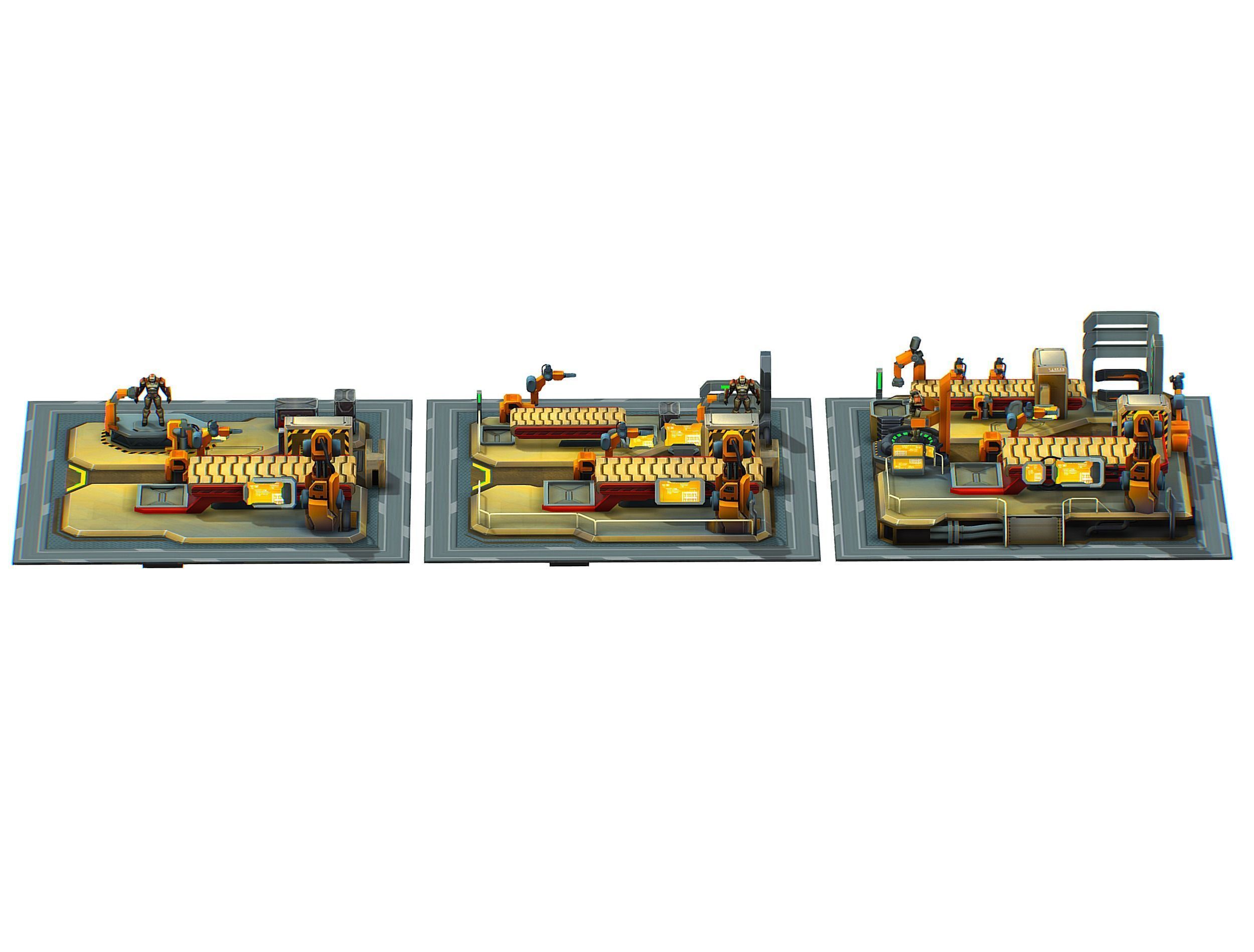 isometrical Mechanical Robot Assembly Conveyor ALL Low-poly 3D model_9