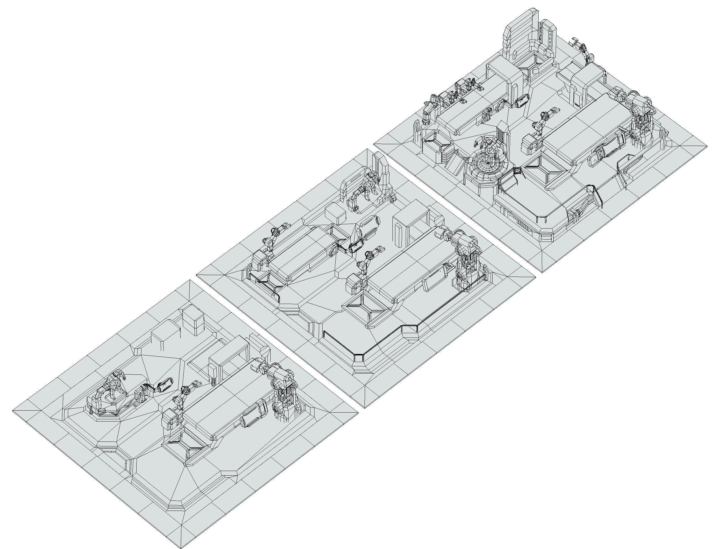 isometrical Mechanical Robot Assembly Conveyor ALL Low-poly 3D model_26