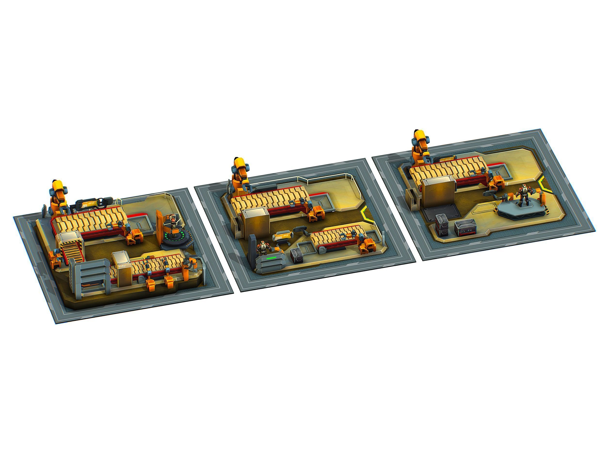 isometrical Mechanical Robot Assembly Conveyor ALL Low-poly 3D model_12