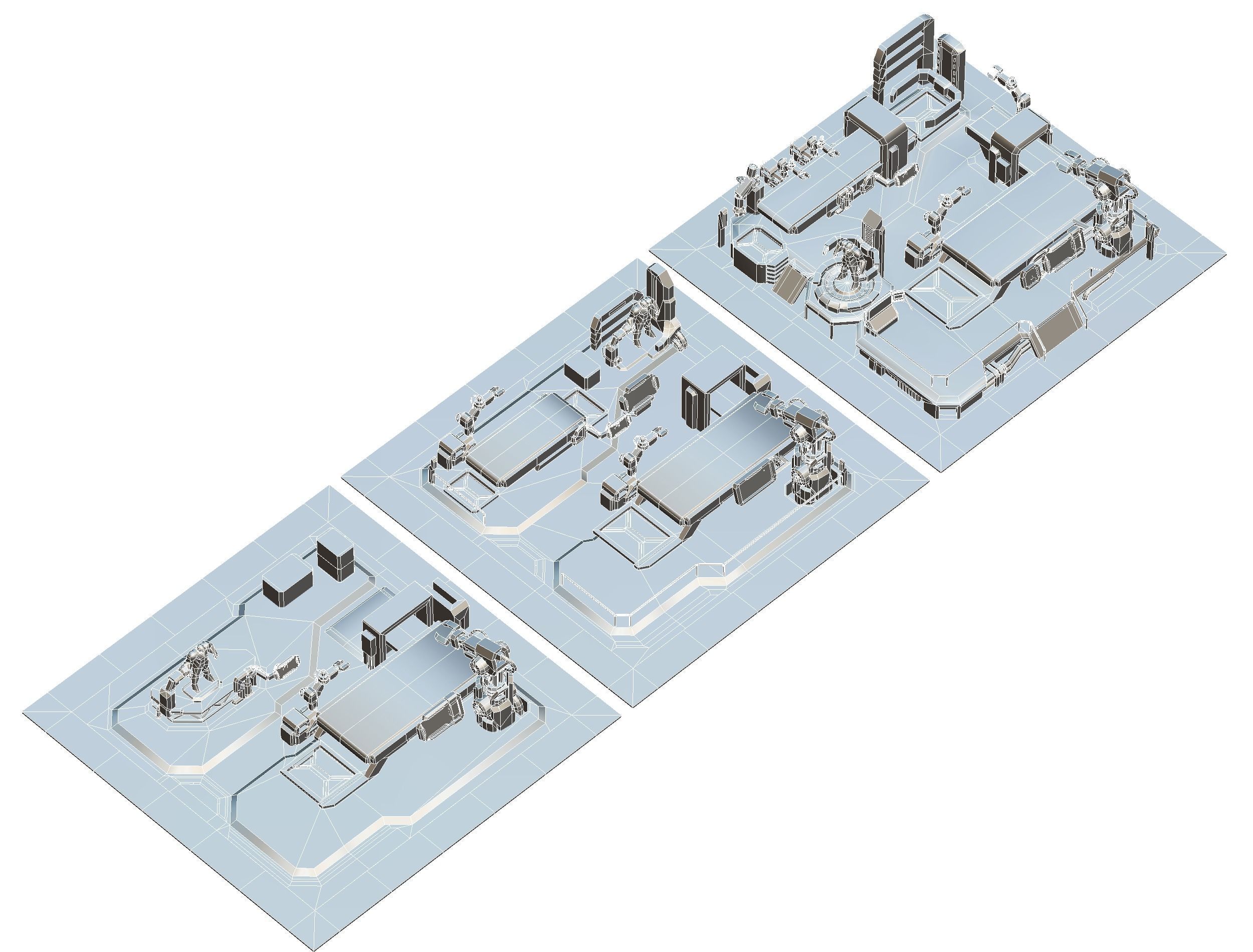isometrical Mechanical Robot Assembly Conveyor ALL Low-poly 3D model_24