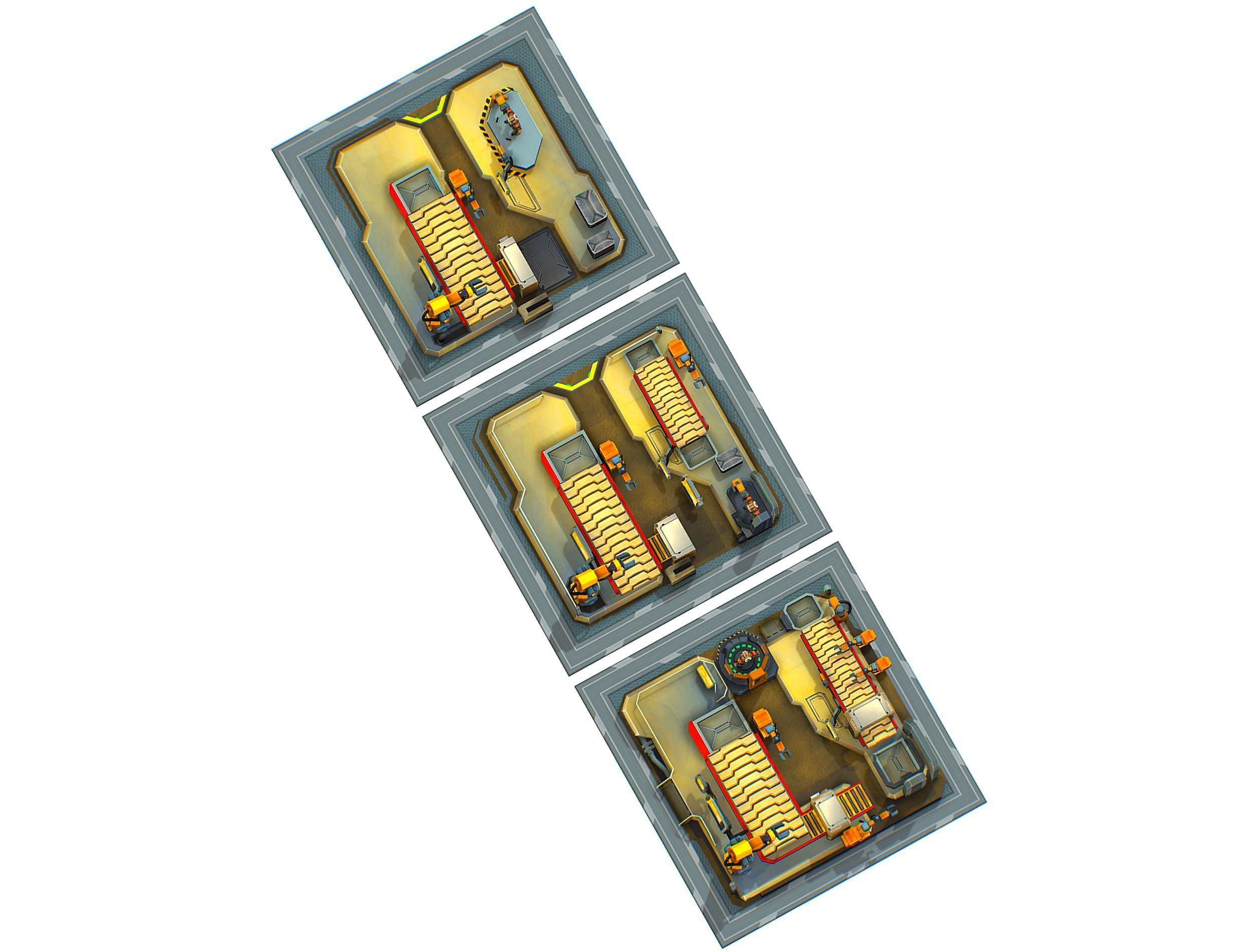 isometrical Mechanical Robot Assembly Conveyor ALL Low-poly 3D model_4