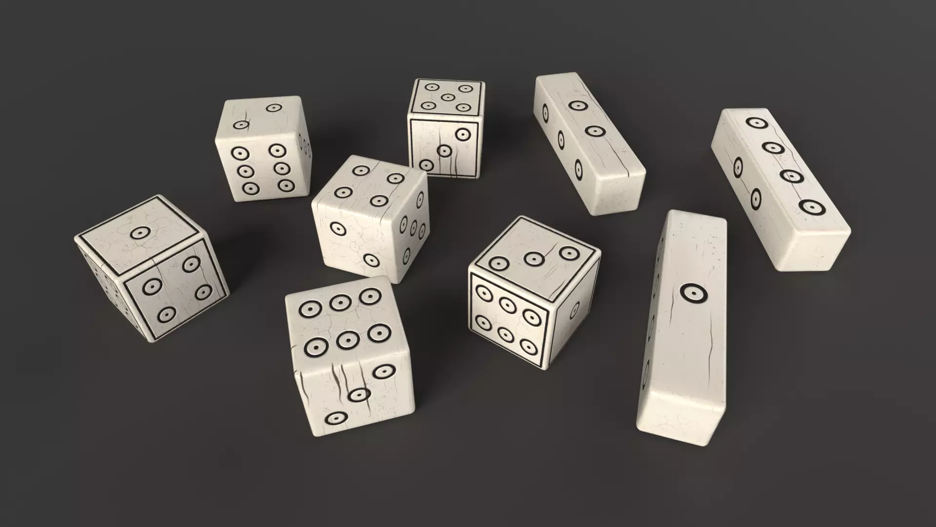 Authentic Bone Dice Set 3D Model Pack