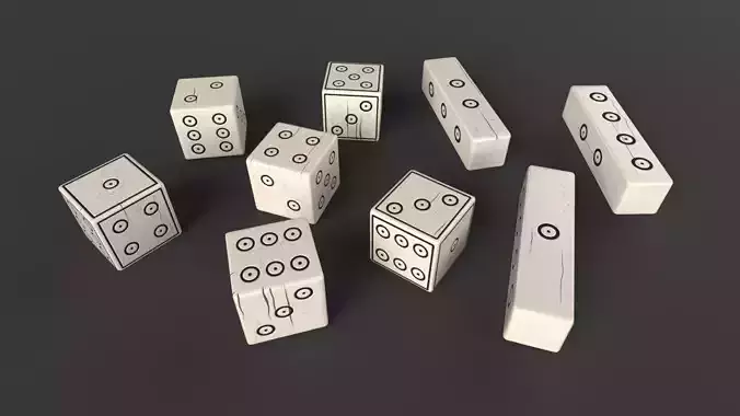Authentic Bone Dice Set 3D Model Collection