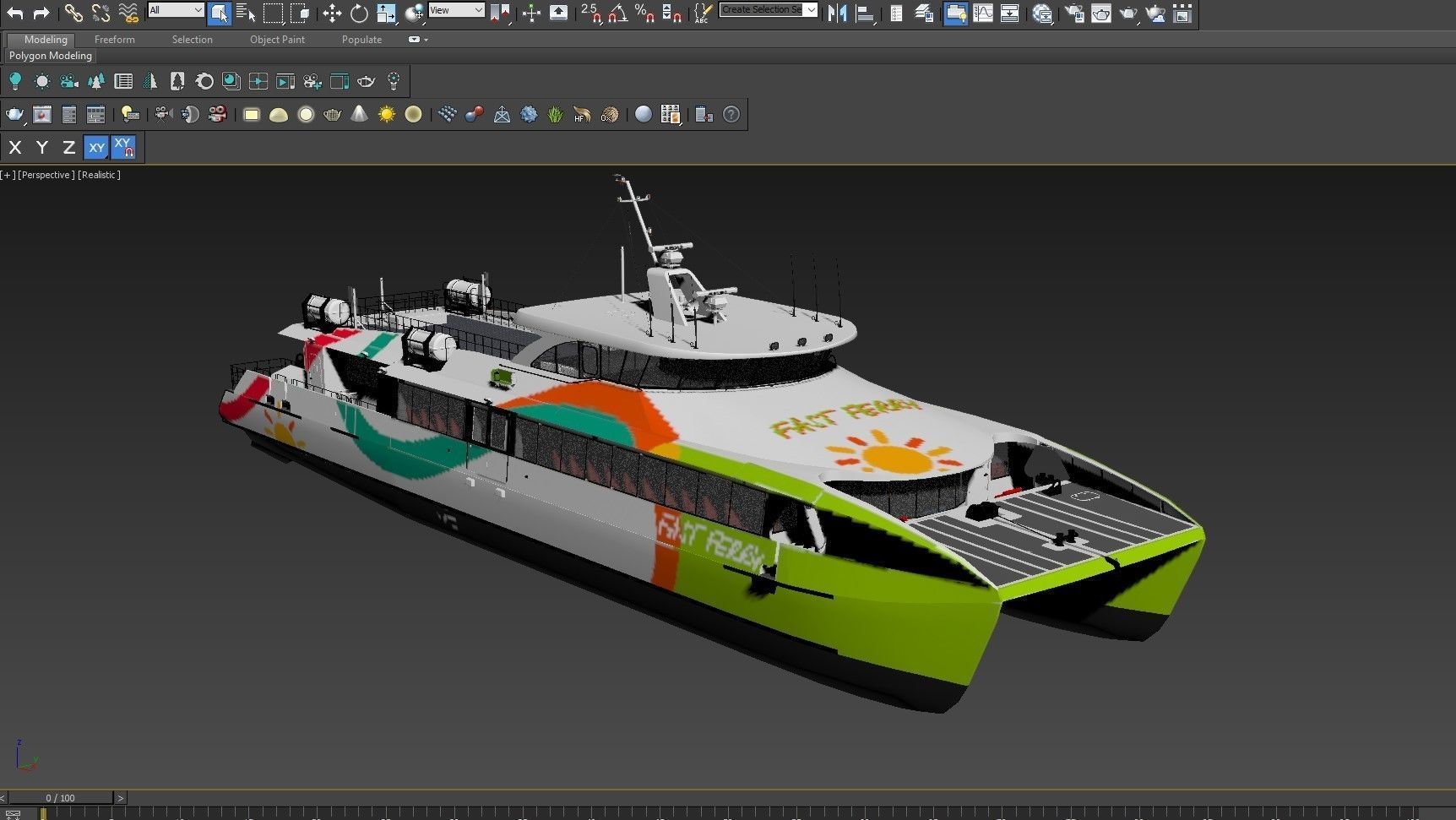 High speed catamaran ferry 3D model_16