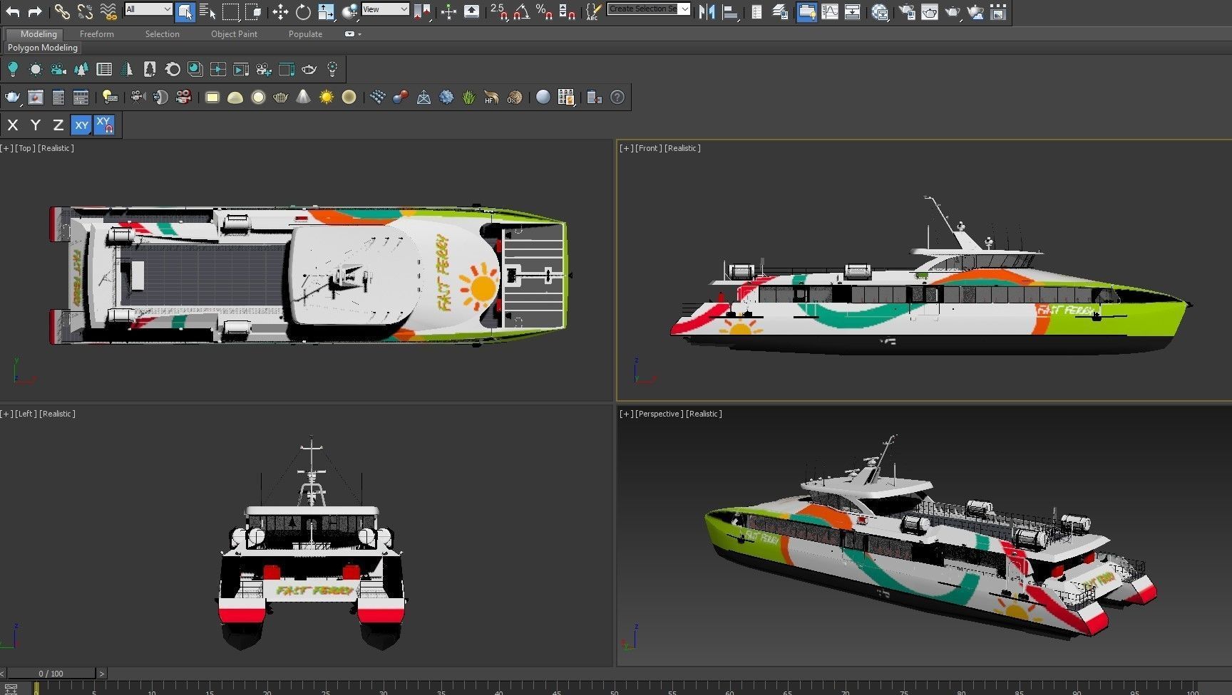 High speed catamaran ferry 3D model_17