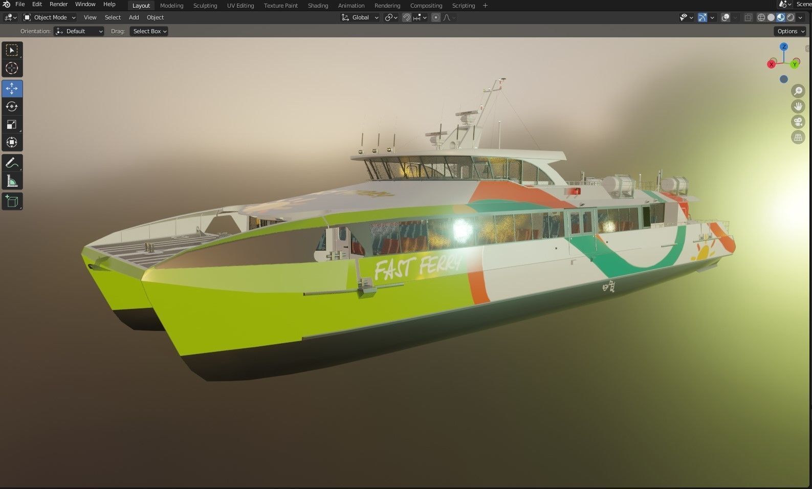 High speed catamaran ferry 3D model_14