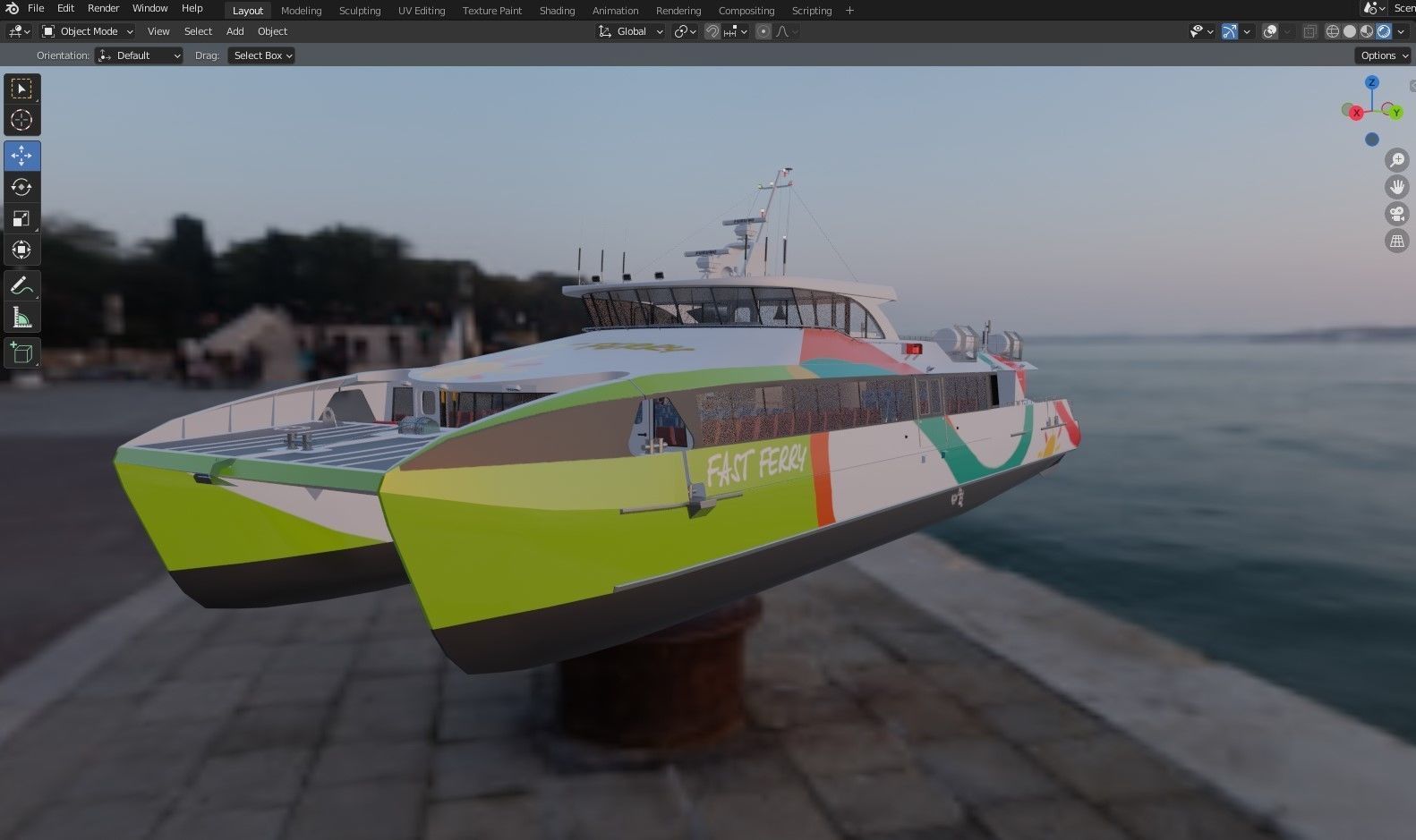 High speed catamaran ferry 3D model_15