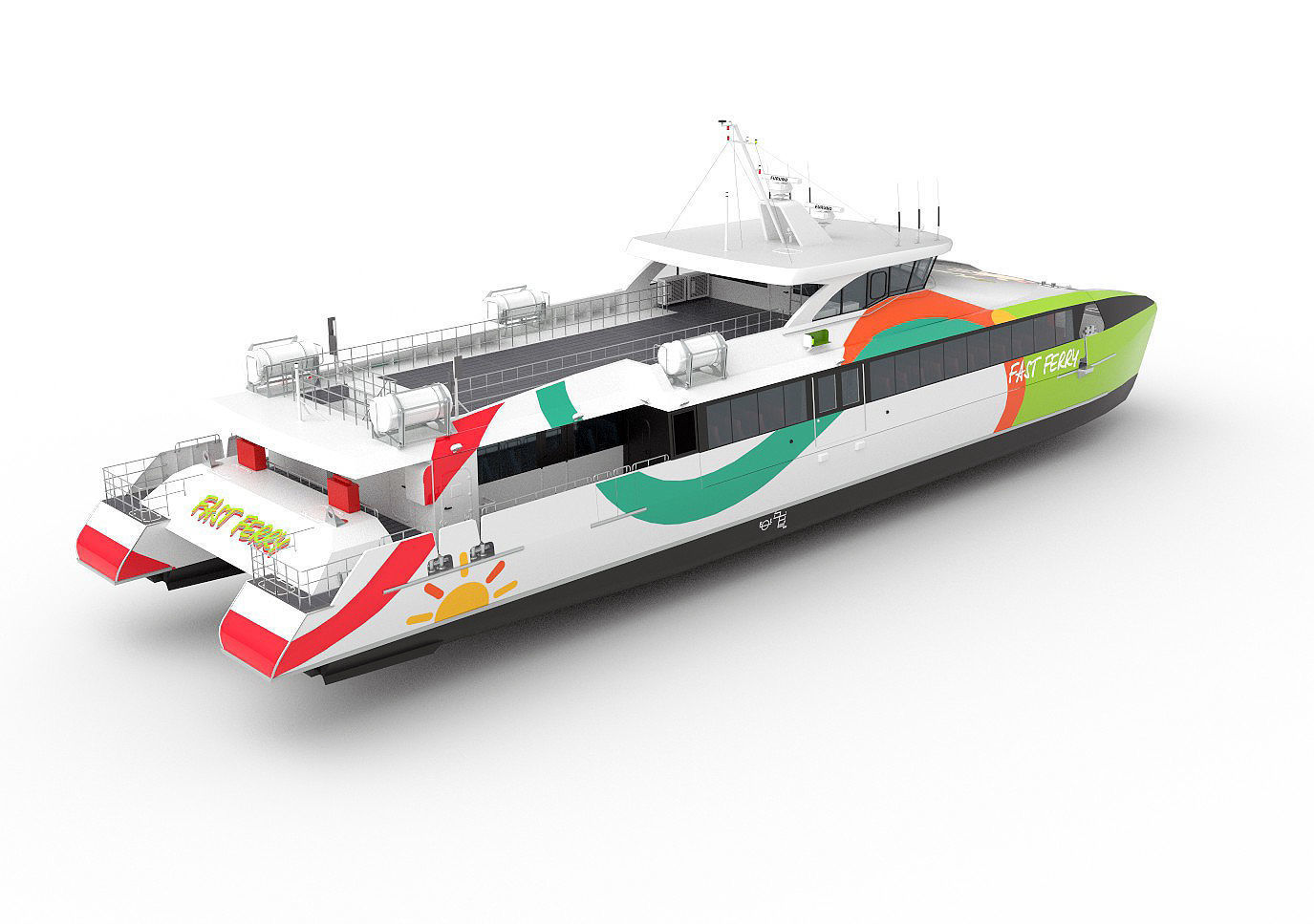 High speed catamaran ferry 3D model_2
