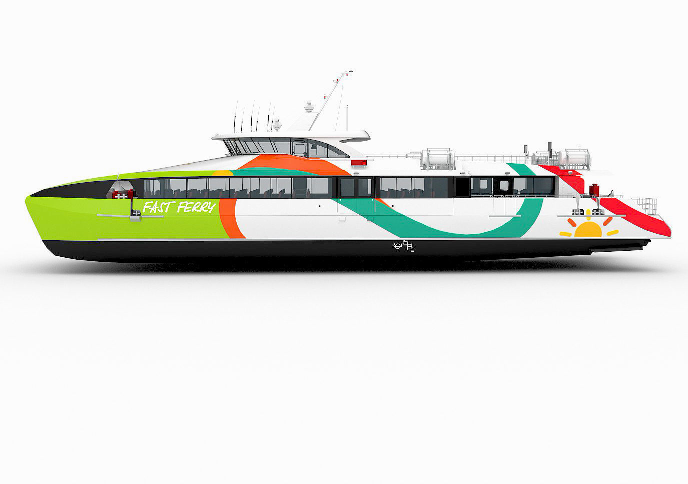 High speed catamaran ferry 3D model_1