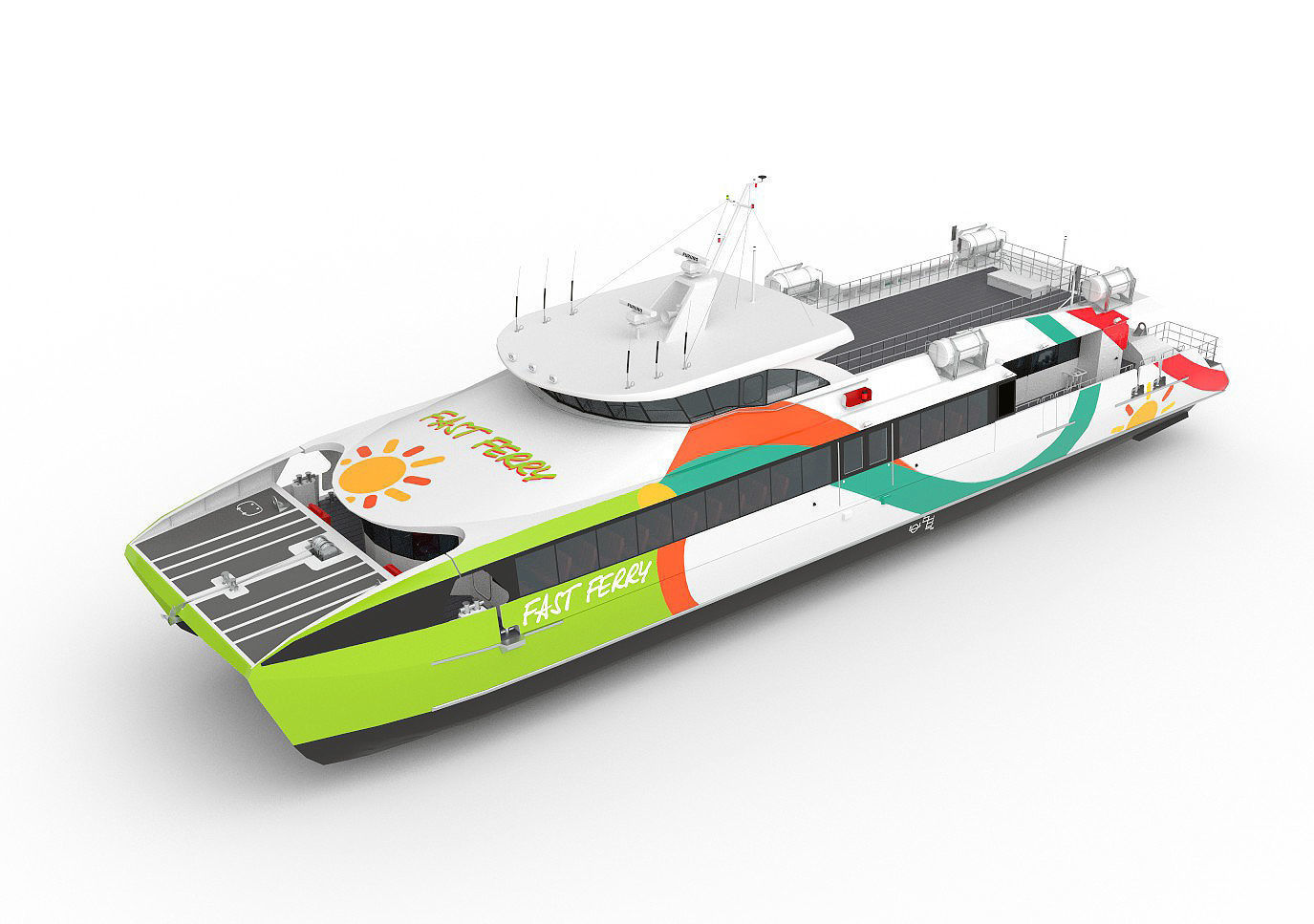 High speed catamaran ferry 3D model_5