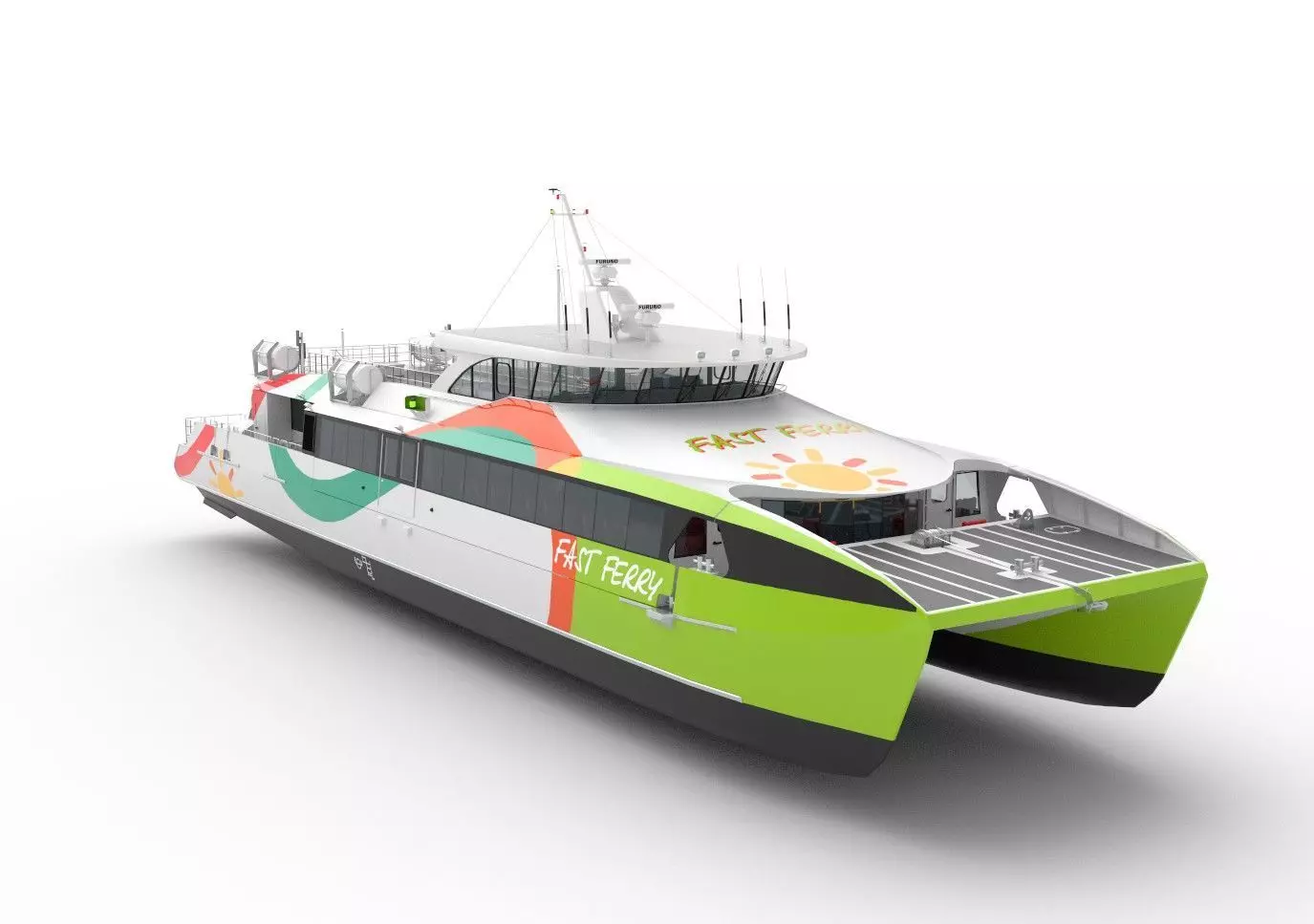 High speed catamaran ferry 3D model_0