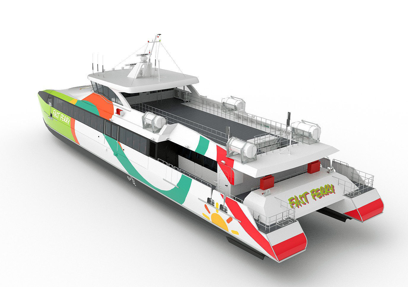 High speed catamaran ferry 3D model_3