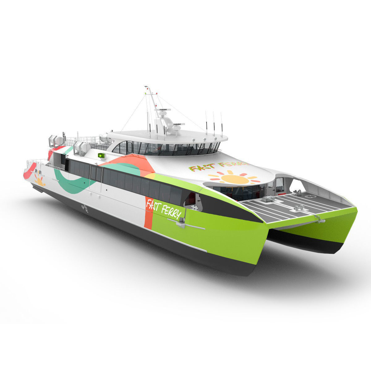 High speed catamaran ferry 3D model_4
