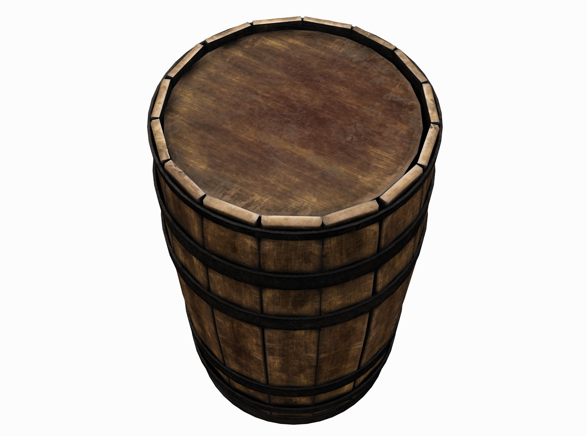 Barrel Wooden Low-poly 3D model_1