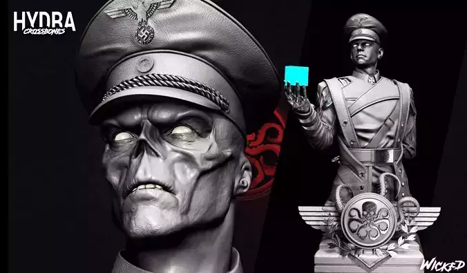 Wicked Red Skull Bust ready for 3d printing
