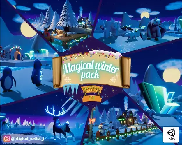 Magical Winter Pack game assets Unity URP Low-poly 3D model