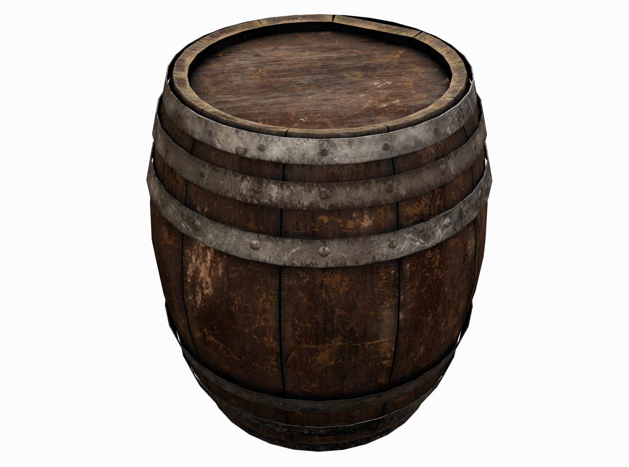Barrel Wooden Low-poly 3D model_1