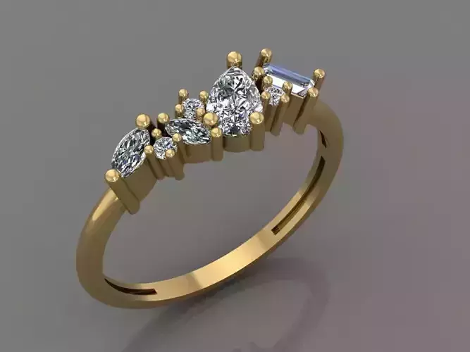 Ring 3D Print 3D print model 3D print model pear diamond