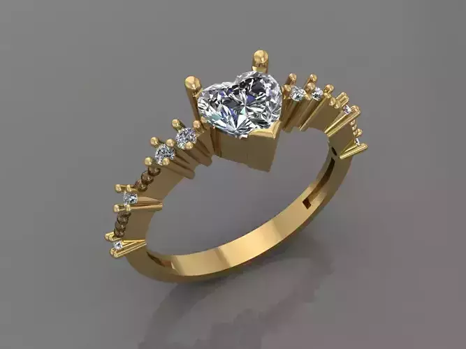 Ring 3D Print 3D print model 3D print model heart shaped diamond engagement