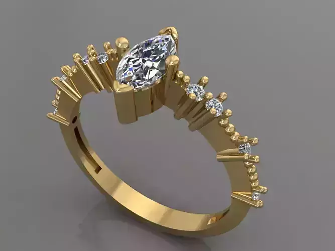 Ring 3D Print 3D print model 3D print model gold with topaz and diamonds