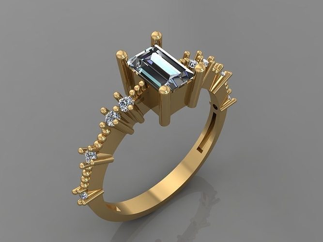 Ring 3D Print 3D print model 3D print model aquamarine engage... 3D print model