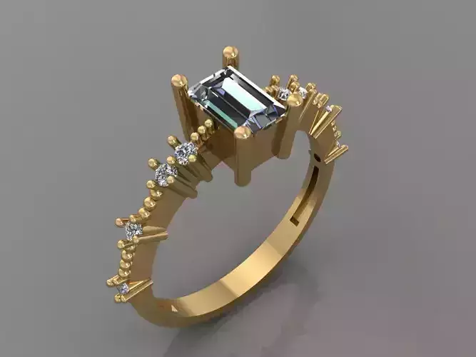 Ring 3D Print 3D print model 3D print model aquamarine engagement