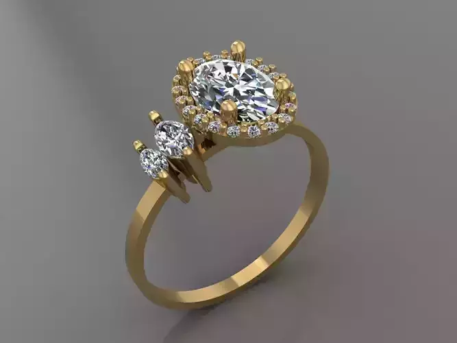 Ring 3D Print 3D print model 3D print model amethyst and diamond