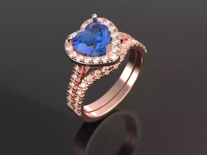 Hearth engagement ring with band for print 3D print model