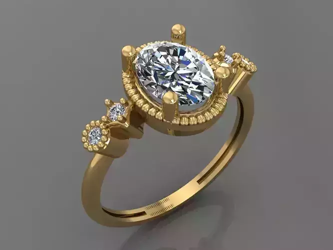 Ring 3D Print 3D print model 3D print model amethyst and diamond engagement