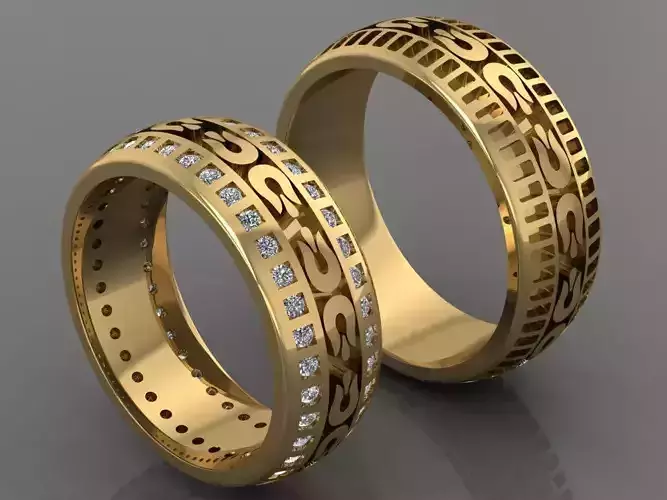 Ring 3D Print 3D print model 3D print model gold wedding rings with diamonds