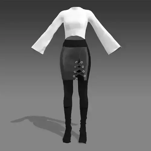 BLOUSE SKIRT AND SOCK DETAIL STRAP X SKIRT AND LACE DETAIL LOOK