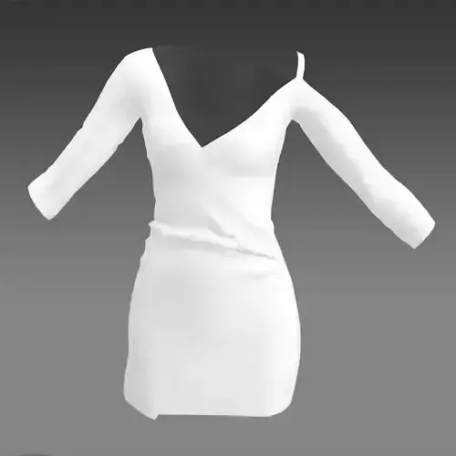 DRESS V NECKLINE ANVELOPE  DRESS WHITE 