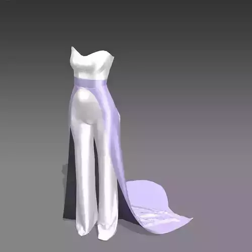 HEART NECKLINE STRAPLESS JUMPSUIT 3D model