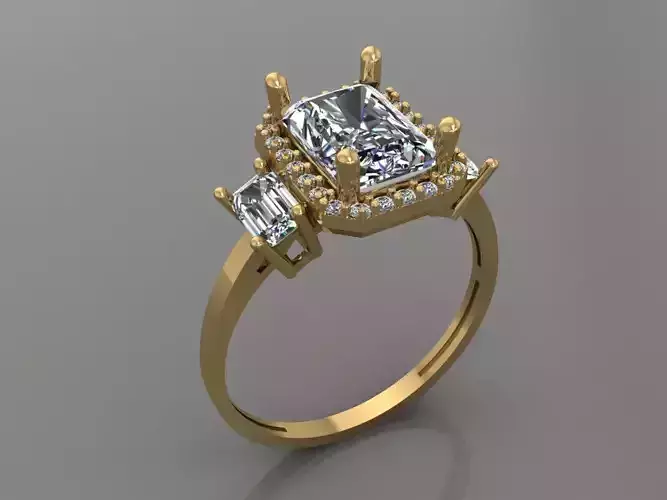 Ring 3D Print 3D print model 3D print model topaz and diamond engagement