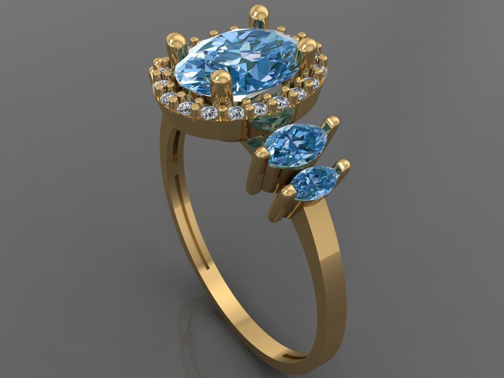 Ring 3D Print 3D print model 3D print model topaz and diamond... 3D print model_2